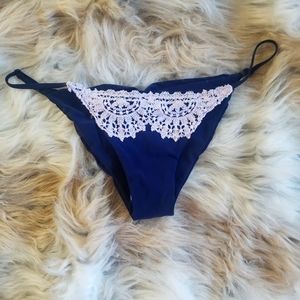 NWOT Navy & Lace Blue Life String Bikini Bottom